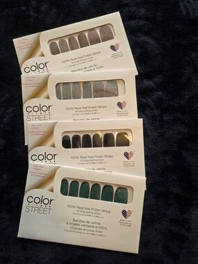 Color Street Nail Strips Multi-Pack — Green, Black, Gold, Gray